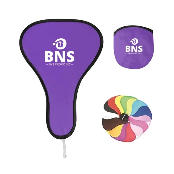 T Shape Foldable Nylon Hand Fan W/ Pouch - T Shape Foldable Nylon Hand Fan W/ Pouch - Image 0 of 1