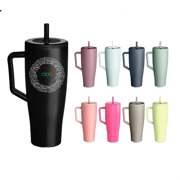 40 oz Tumbler with Handle and Straw100% Leakproof - 40 oz Tumbler with Handle and Straw100% Leakproof - Image 0 of 11