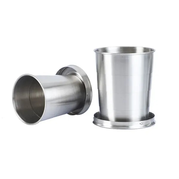 2.5 Oz Stainless Steel Collapsible Camping Mug With Keychain - 2.5 Oz Stainless Steel Collapsible Camping Mug With Keychain - Image 2 of 3