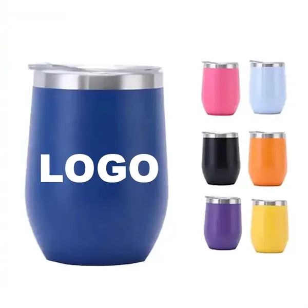 12oz Stainless Steel Insulated Eggshell Wine Tumbler w/Lid - 12oz Stainless Steel Insulated Eggshell Wine Tumbler w/Lid - Image 0 of 3