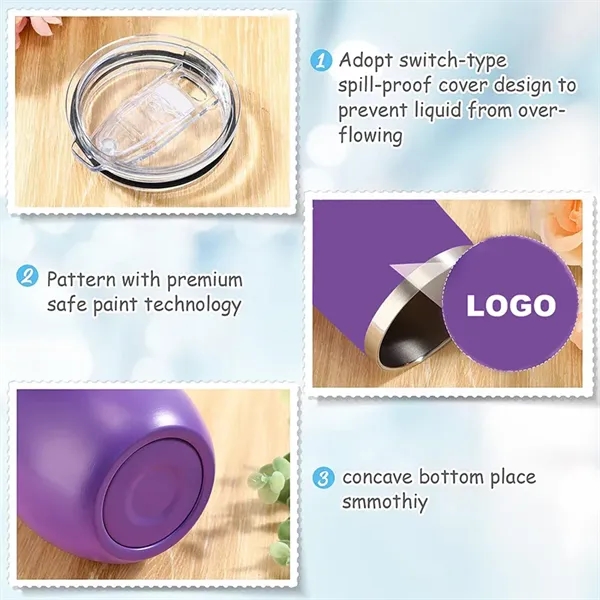 12oz Stainless Steel Insulated Eggshell Wine Tumbler w/Lid - 12oz Stainless Steel Insulated Eggshell Wine Tumbler w/Lid - Image 1 of 3