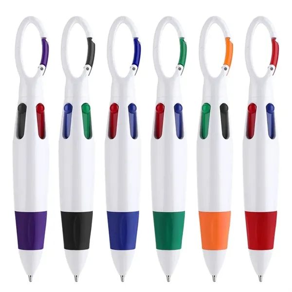 4-in-1 Retractable Ballpoint Pen with Carabiner - 4-in-1 Retractable Ballpoint Pen with Carabiner - Image 1 of 10