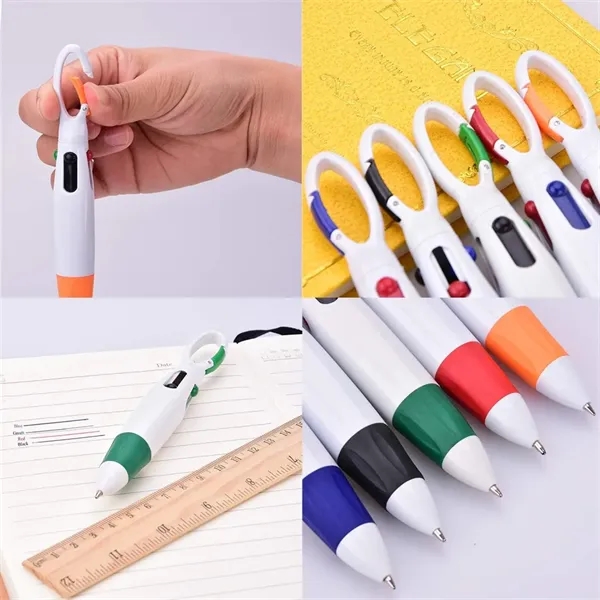 4-in-1 Retractable Ballpoint Pen with Carabiner - 4-in-1 Retractable Ballpoint Pen with Carabiner - Image 2 of 10