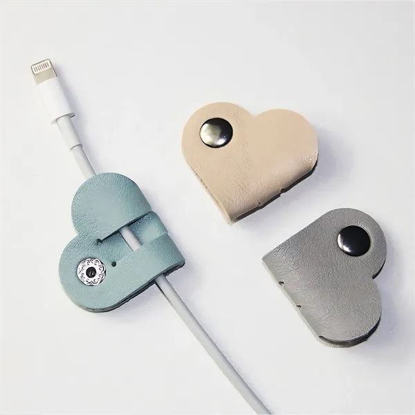 Portable PU Data Cable Organizer Heart-Shape - Portable PU Data Cable Organizer Heart-Shape - Image 2 of 10