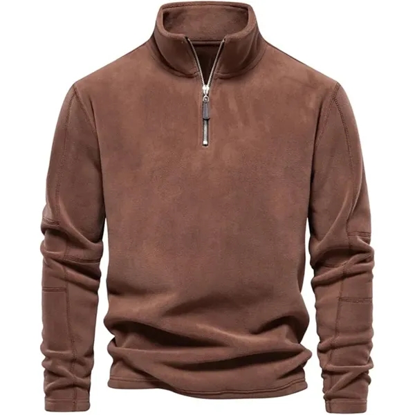 Men's Quarter Zipper Fleece Pullover Fashion Sweatshirt - Men's Quarter Zipper Fleece Pullover Fashion Sweatshirt - Image 3 of 11