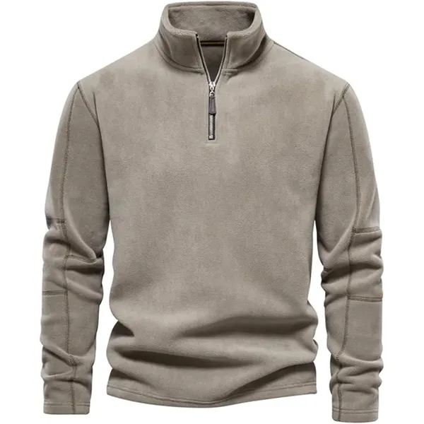 Men's Quarter Zipper Fleece Pullover Fashion Sweatshirt - Men's Quarter Zipper Fleece Pullover Fashion Sweatshirt - Image 7 of 11