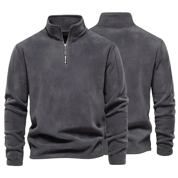 Men's Quarter Zipper Fleece Pullover Fashion Sweatshirt - Men's Quarter Zipper Fleece Pullover Fashion Sweatshirt - Image 8 of 11
