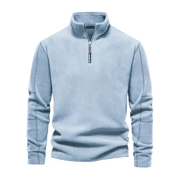 Men's Quarter Zipper Fleece Pullover Fashion Sweatshirt - Men's Quarter Zipper Fleece Pullover Fashion Sweatshirt - Image 10 of 11