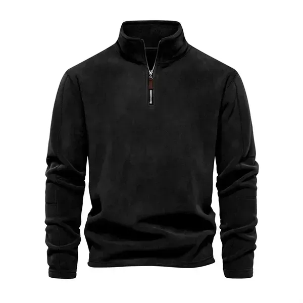 Men's Quarter Zipper Fleece Pullover Fashion Sweatshirt - Men's Quarter Zipper Fleece Pullover Fashion Sweatshirt - Image 11 of 11