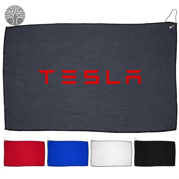 16" X 26" RPET Waffle Golf Towel w/Hook & Grommet - 16" X 26" RPET Waffle Golf Towel w/Hook & Grommet - Image 0 of 5