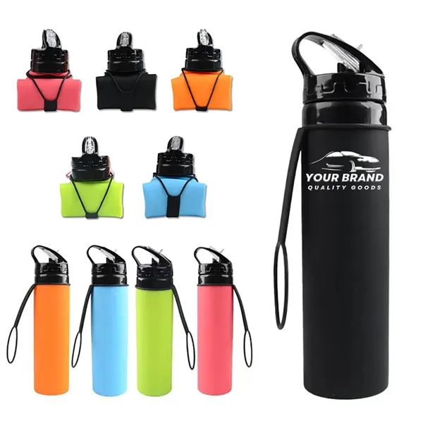21Oz Silicone Travel Tumbler Collapsible Water Bottles - 21Oz Silicone Travel Tumbler Collapsible Water Bottles - Image 0 of 5
