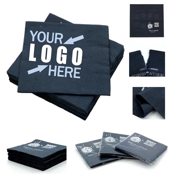 2ply Black Napkin-Diagonal Imprint - 2ply Black Napkin-Diagonal Imprint - Image 0 of 8