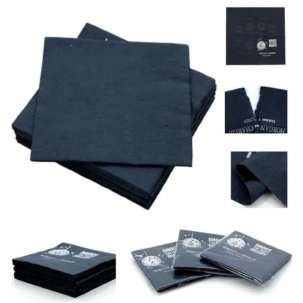 2ply Black Napkin-Diagonal Imprint - 2ply Black Napkin-Diagonal Imprint - Image 1 of 8