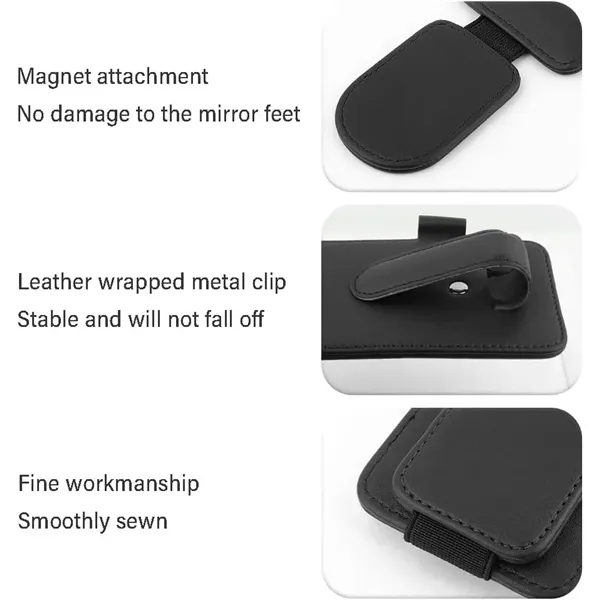 Magnetic Leather Sunglasses Holder For Car Sun visor - Magnetic Leather Sunglasses Holder For Car Sun visor - Image 4 of 10