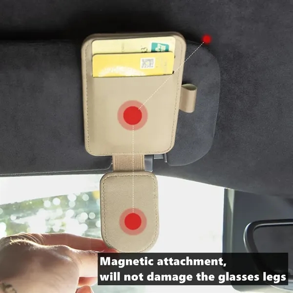Magnetic Leather Sunglasses Holder For Car Sun visor - Magnetic Leather Sunglasses Holder For Car Sun visor - Image 6 of 10