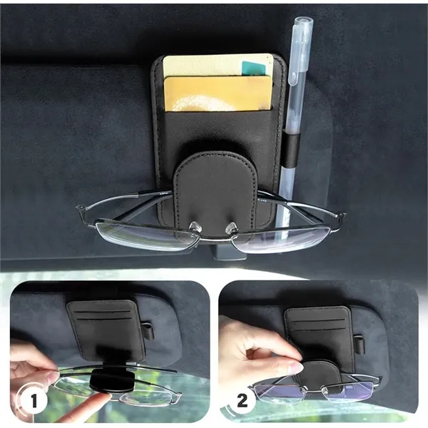 Magnetic Leather Sunglasses Holder For Car Sun visor - Magnetic Leather Sunglasses Holder For Car Sun visor - Image 7 of 10