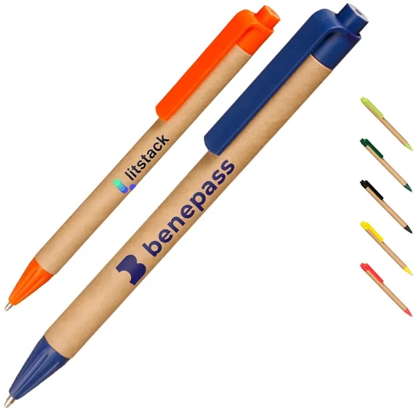 Recycled Pens w/Custom Logo & Colorful Clip - Recycled Pens w/Custom Logo & Colorful Clip - Image 0 of 7