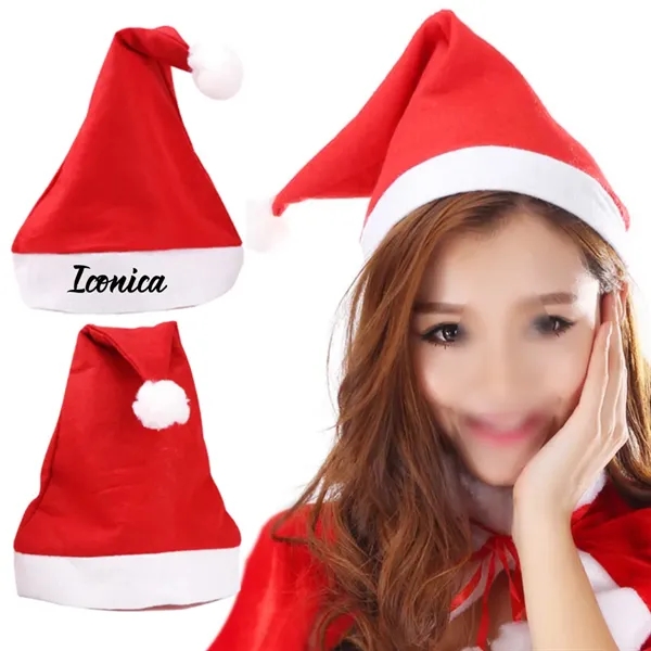 Non-woven Fabric Christmas Santa Hat with White Cuffs - Non-woven Fabric Christmas Santa Hat with White Cuffs - Image 0 of 4