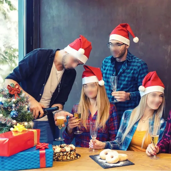 Non-woven Fabric Christmas Santa Hat with White Cuffs - Non-woven Fabric Christmas Santa Hat with White Cuffs - Image 4 of 4