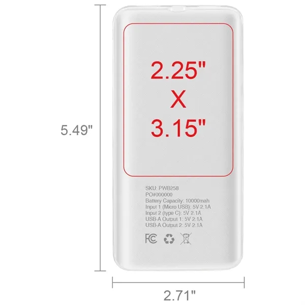 Tarzana 10,000mAh Power Bank - Tarzana 10,000mAh Power Bank - Image 9 of 9