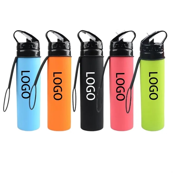 Silicone Folding Water Bottle Outdoor Portable Sports