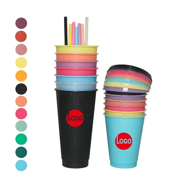 24oz Reusable Shining Plastic Tumbler With Lid And Straw - 24oz Reusable Shining Plastic Tumbler With Lid And Straw - Image 0 of 12