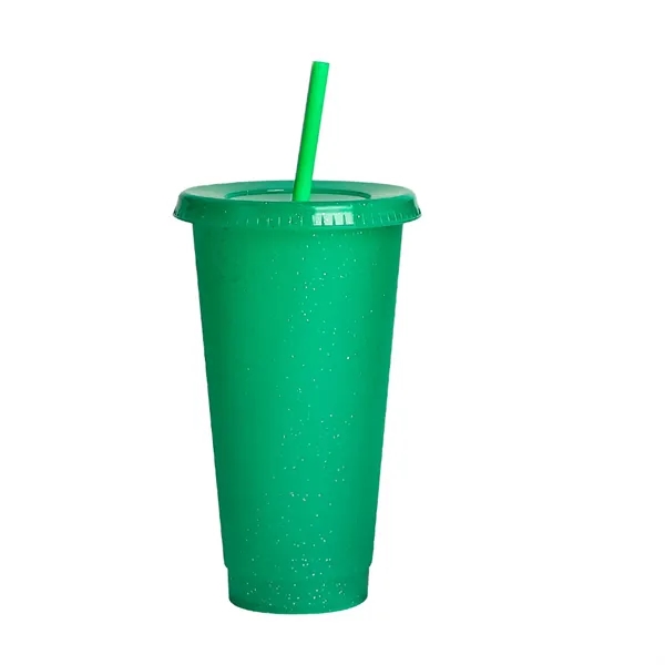 24oz Reusable Shining Plastic Tumbler With Lid And Straw - 24oz Reusable Shining Plastic Tumbler With Lid And Straw - Image 8 of 12