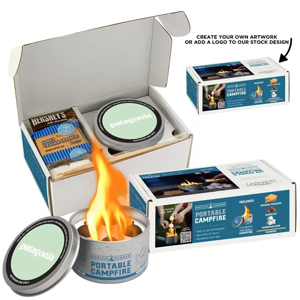 Portable Campfire S'mores Night Pack with Label & Custom Box - Portable Campfire S'mores Night Pack with Label & Custom Box - Image 0 of 1