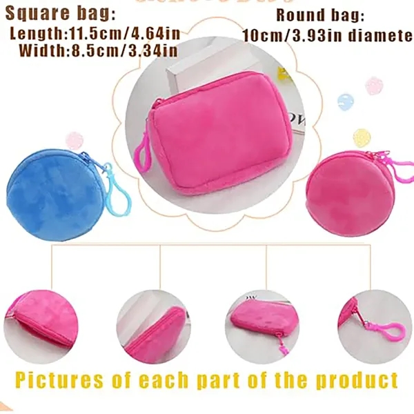 Plush Storage Pouch Velvet Earphone Keyring Bags - Plush Storage Pouch Velvet Earphone Keyring Bags - Image 3 of 4