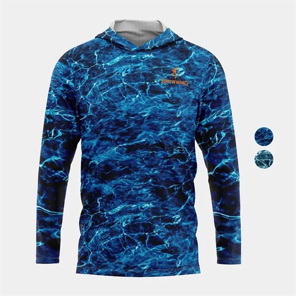 Mossy Oak® Men's Polyester Interlock Hooded T-Shirt UPF 50+ - Mossy Oak® Men's Polyester Interlock Hooded T-Shirt UPF 50+ - Image 0 of 3