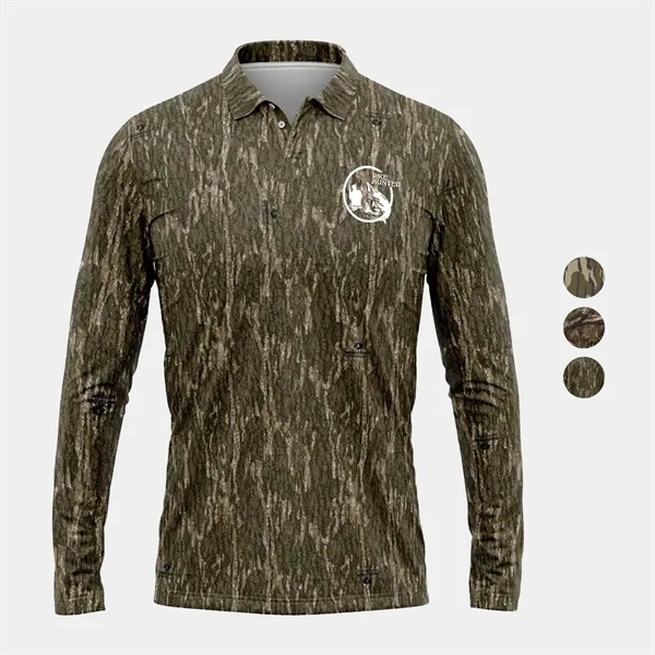 Mossy Oak® Men's 4.4 Oz. Polyester Interlock Polo Shirt - Mossy Oak® Men's 4.4 Oz. Polyester Interlock Polo Shirt - Image 0 of 3