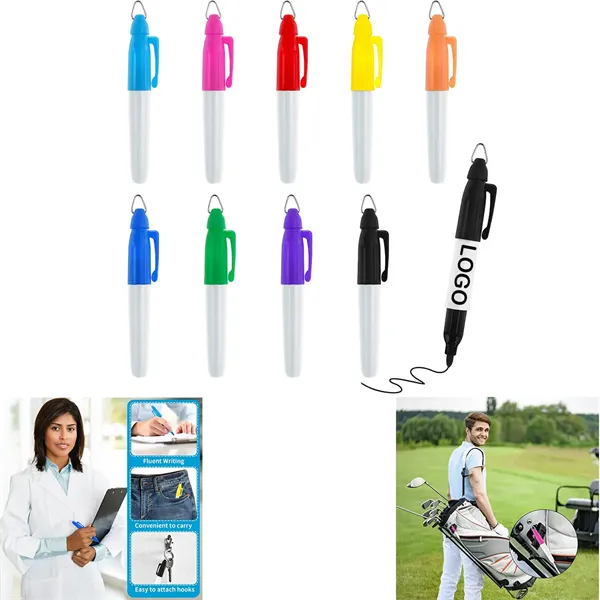 Permanent Markers with Golf Keychain Clip - Permanent Markers with Golf Keychain Clip - Image 0 of 3