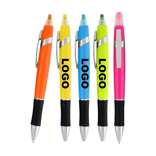 2-in-1 PVC Colorful Ballpoint Pen & Highlighter - 2-in-1 PVC Colorful Ballpoint Pen & Highlighter - Image 0 of 4
