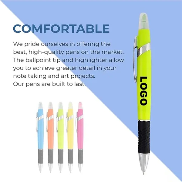 2-in-1 PVC Colorful Ballpoint Pen & Highlighter - 2-in-1 PVC Colorful Ballpoint Pen & Highlighter - Image 1 of 4
