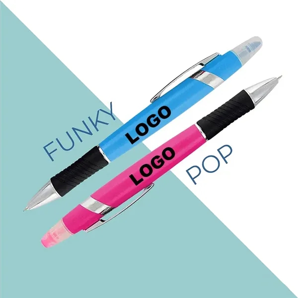 2-in-1 PVC Colorful Ballpoint Pen & Highlighter - 2-in-1 PVC Colorful Ballpoint Pen & Highlighter - Image 2 of 4