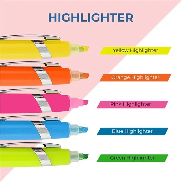 2-in-1 PVC Colorful Ballpoint Pen & Highlighter - 2-in-1 PVC Colorful Ballpoint Pen & Highlighter - Image 4 of 4