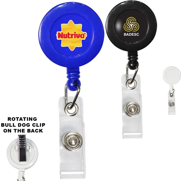 Round Badge Reel Holder w/ Rotating Bull Dog Clip - Round Badge Reel Holder w/ Rotating Bull Dog Clip - Image 0 of 4