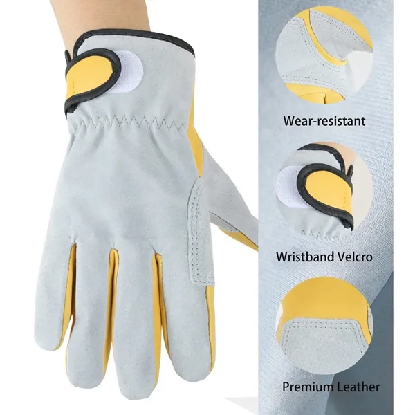 Adult Leather Work Protective Gloves - Adult Leather Work Protective Gloves - Image 2 of 5