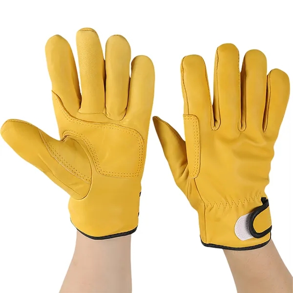 Adult Leather Work Protective Gloves - Adult Leather Work Protective Gloves - Image 4 of 5