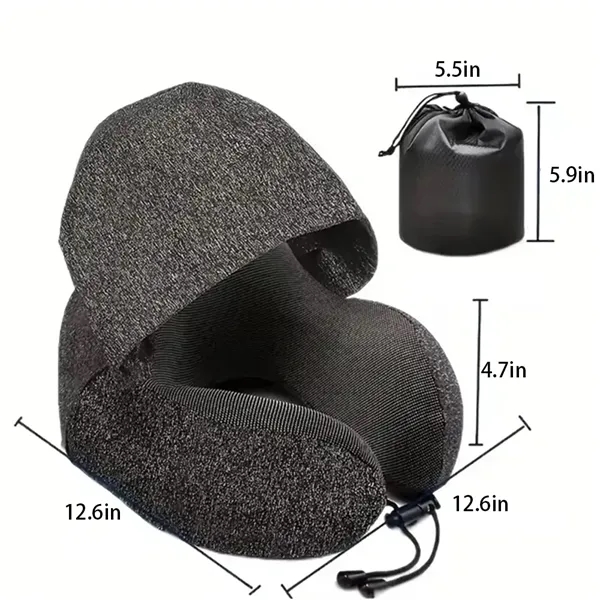 Portable Headrest Sleep Travel Neck Pillow w/Hood - Portable Headrest Sleep Travel Neck Pillow w/Hood - Image 2 of 2
