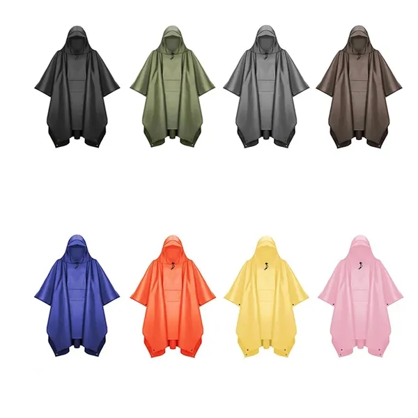 Hooded Rain Poncho For Adult With Pocket - Hooded Rain Poncho For Adult With Pocket - Image 1 of 3