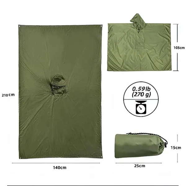 Hooded Rain Poncho For Adult With Pocket - Hooded Rain Poncho For Adult With Pocket - Image 2 of 3