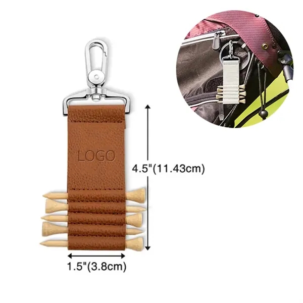 Custom Leather Golf Bag Tag Holder w/5 Tees - Custom Leather Golf Bag Tag Holder w/5 Tees - Image 1 of 3