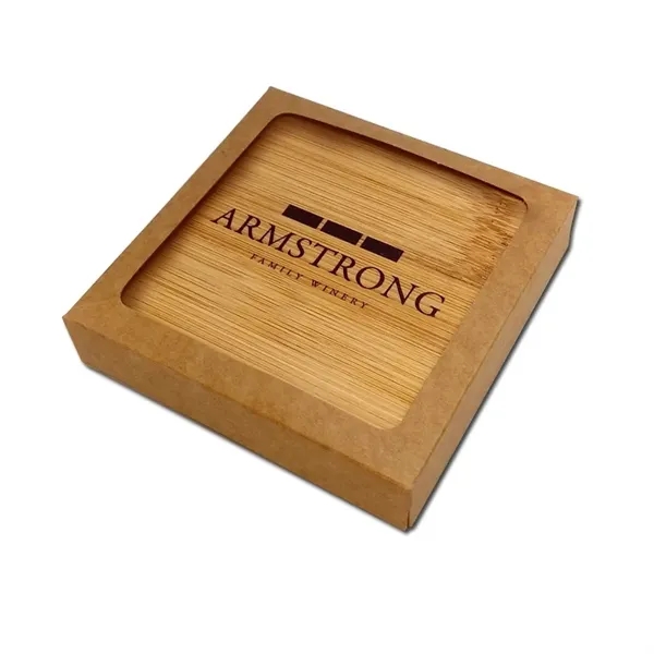 Ultra Vivid Bamboo Wood Coaster Set of 4 - Ultra Vivid Bamboo Wood Coaster Set of 4 - Image 2 of 2