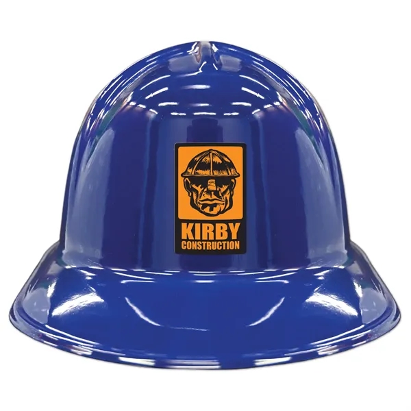Blue Plastic Construction Helmet w/Custom Printed Paper Icon - Blue Plastic Construction Helmet w/Custom Printed Paper Icon - Image 0 of 3