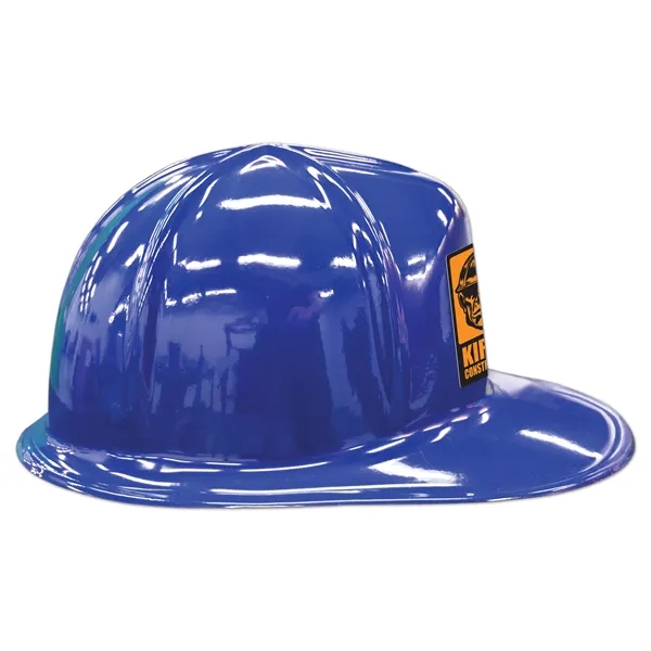Blue Plastic Construction Helmet w/Custom Printed Paper Icon - Blue Plastic Construction Helmet w/Custom Printed Paper Icon - Image 2 of 3