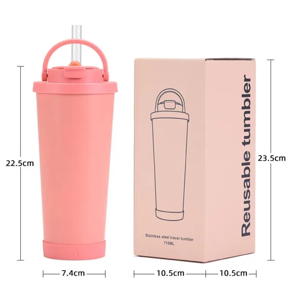 Versatile 710ml Steel Dual-Drink Straw Cup - Versatile 710ml Steel Dual-Drink Straw Cup - Image 1 of 7