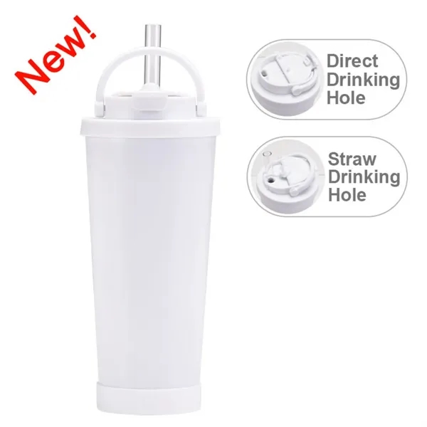 Versatile 710ml Steel Dual-Drink Straw Cup - Versatile 710ml Steel Dual-Drink Straw Cup - Image 2 of 7