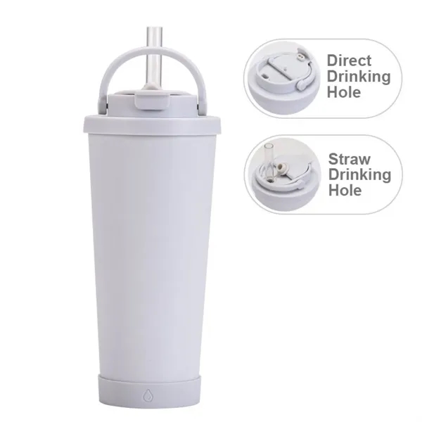 Versatile 710ml Steel Dual-Drink Straw Cup - Versatile 710ml Steel Dual-Drink Straw Cup - Image 3 of 7