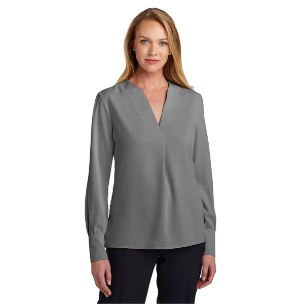 Brooks Brothers® Women's Open-Neck Satin Blouse - Brooks Brothers® Women's Open-Neck Satin Blouse - Image 1 of 5